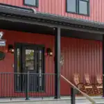 Front entrance and porch of the Shooting Club lodge