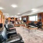 Open gathering space inside the Shooting Club lodge