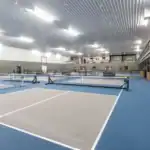 Indoor pickleball courts at The Backyard built by Swiss Construction